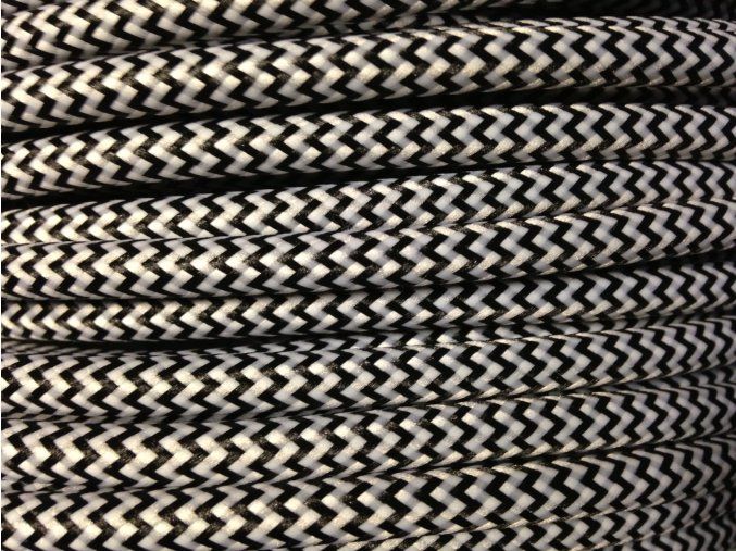 TEXTILNÍ KABEL 3 X 1,5MM CIKCAK ČERNO BÍLÝ