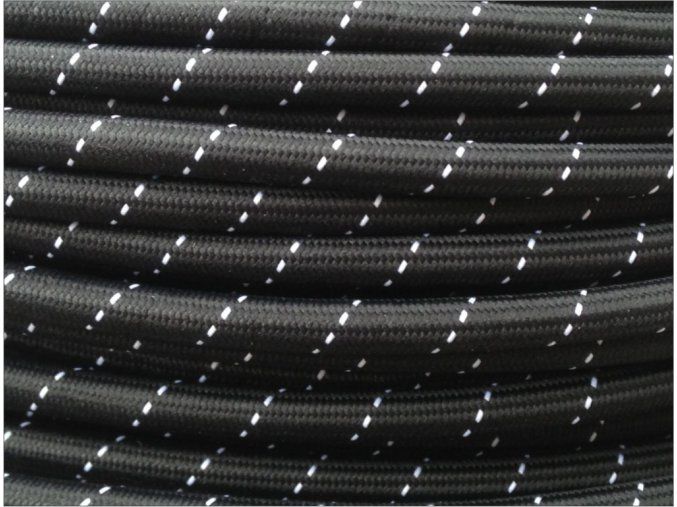 TEXTILNÍ KABEL 2 X 0,75MM PATTERN ROUND ČERNO - BÍLÝ