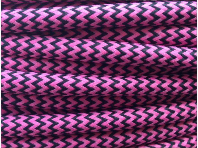 Textilní kabel CIKCAK 2 x 0,75mm černo růžový