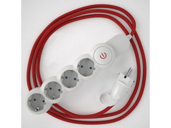 Prodlužovací 4 zásuvka + červený kabel