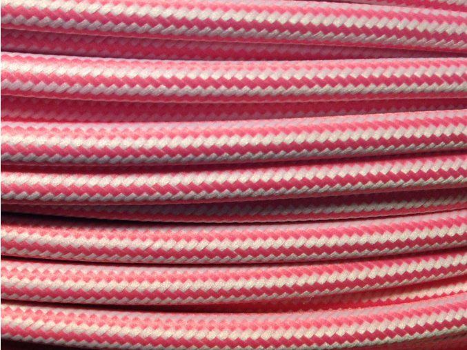 kabel růžovo - bílý PODÉLNÝ VZOR 3 X 0,75MM