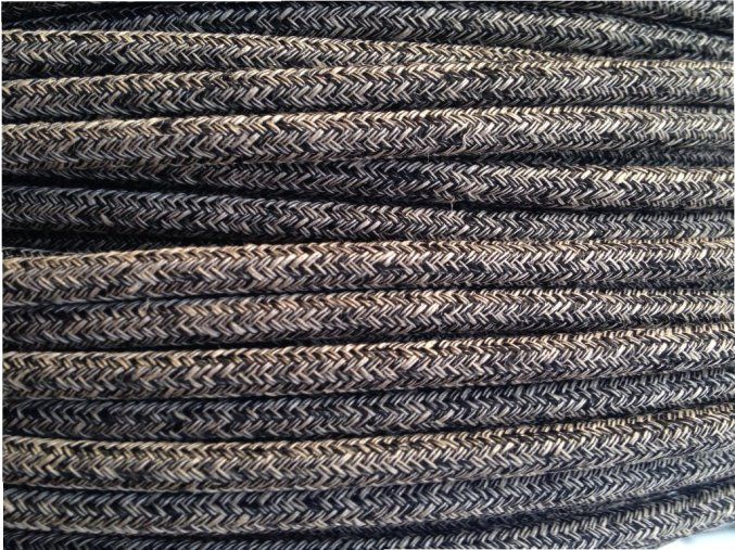 textilní kabely 100% BAVLNA 2 X 0,75mm černobílý MELÍR