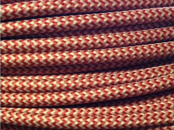 Textilní kabel 2 x 0,75mm CIKCAK červeno - béžový