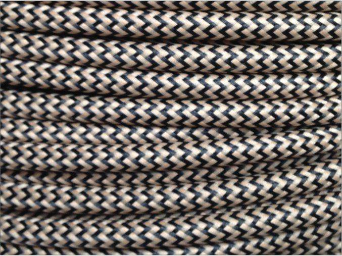 Textilní kabel CIKCAK 2 x 0,75mm černo - béžový
