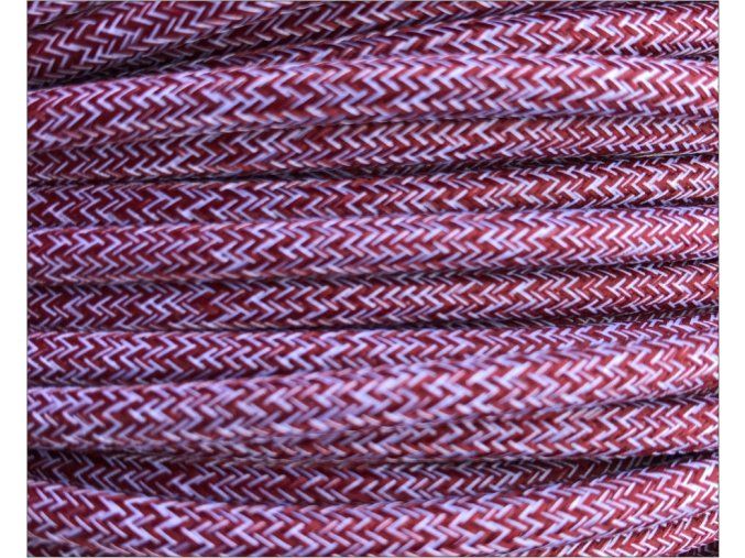 Bavlněný textilní kabel 2x0,75mm červenobílý melír