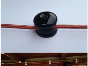 Stropní a nástěnný keramický úchyt na 1 kabel (černý)