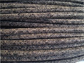 Bavlněný textilní kabel 2x0,75mm černobílý melír